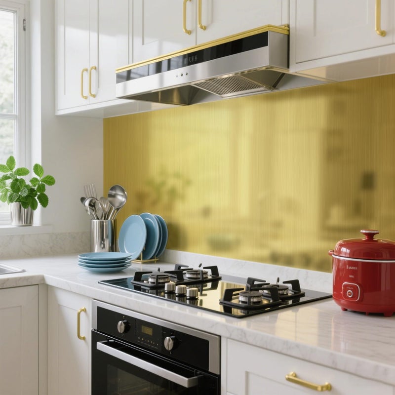 Timeet Gold Self Adhesive Wallpaper 17.7â€X 118â€ Metallic Gold Contact Paper Metal Look Self Adhesive Peel and Stick Wallpaper Waterproof Wall Paper DIY Decor Shelf Liner Covering - Image 2